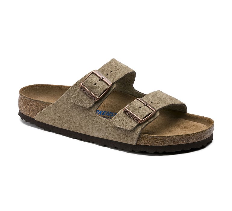 Birkenstock Arizona Arizona Soft Footbed Suede Leather Taupe Narrow Fit