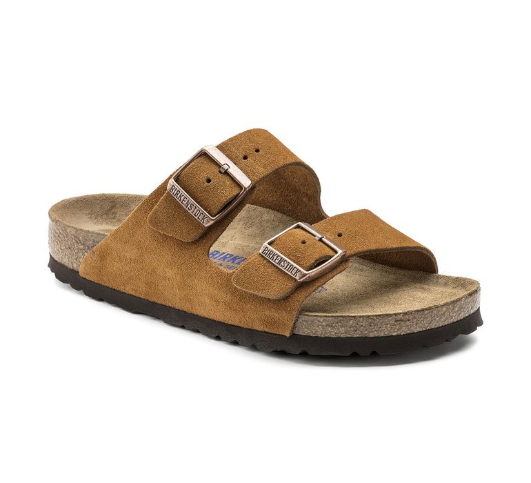 Birkenstock Arizona Soft Footbed Suede Leather Mink Narrow Fit