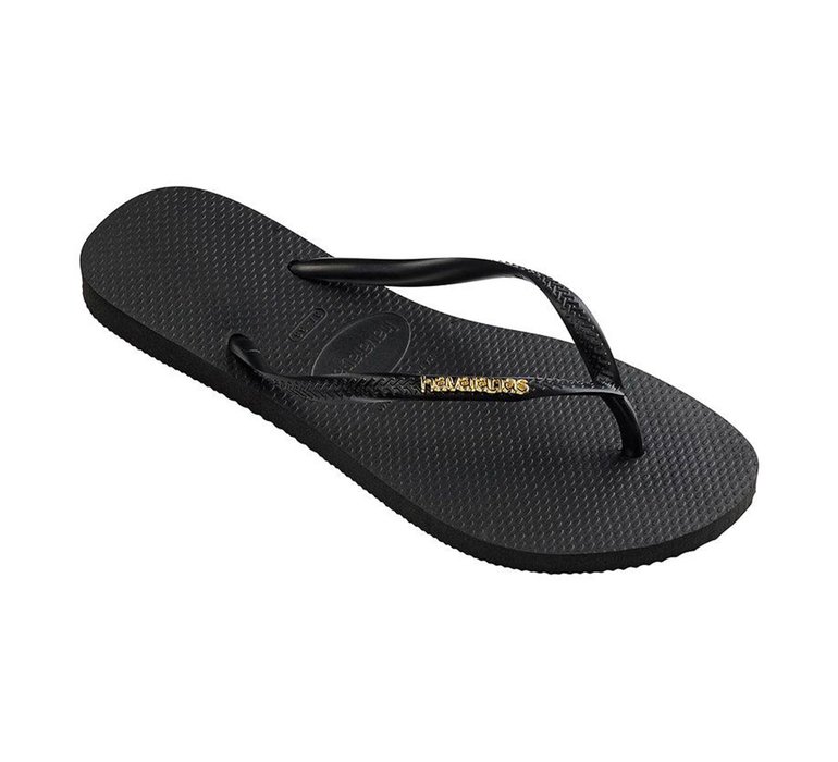 Havaianas Slim Logo Metallic Black Gold