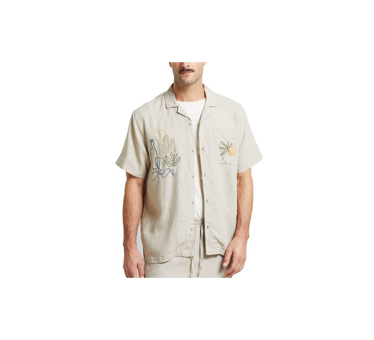 Dedicated Shirt Marstrand Linen Emb Ecru