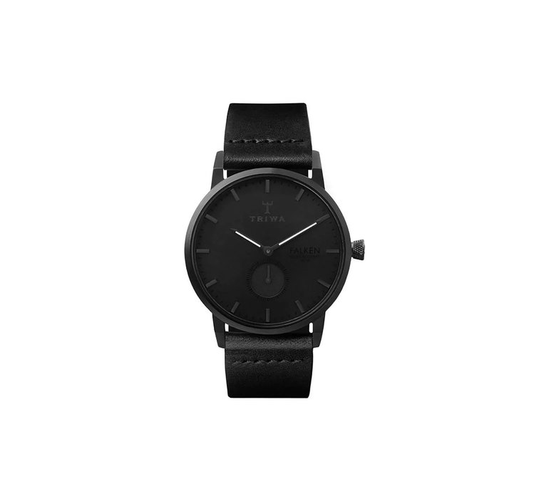 Triwa Midnight Falken Black Classic Italian - Black Buckle