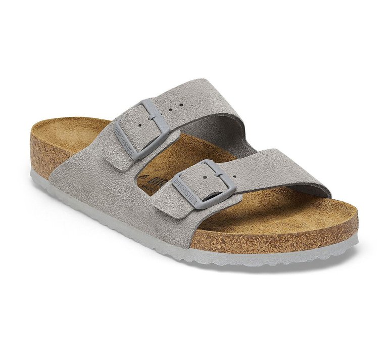 Birkenstock Arizona Suede Leather Regular Fit Stone Coin