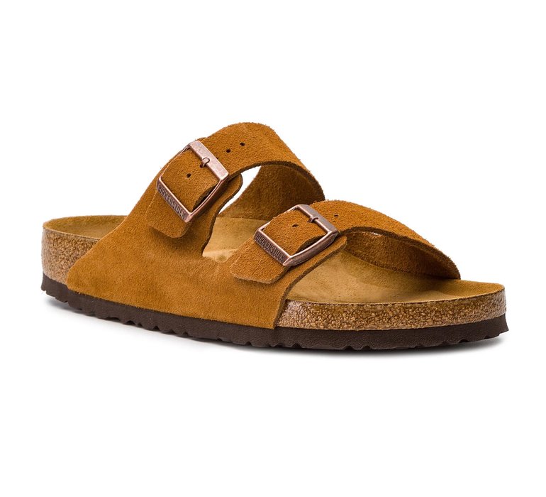 Birkenstock Arizona Soft Footbed Suede Leather Narrow Fit Mink