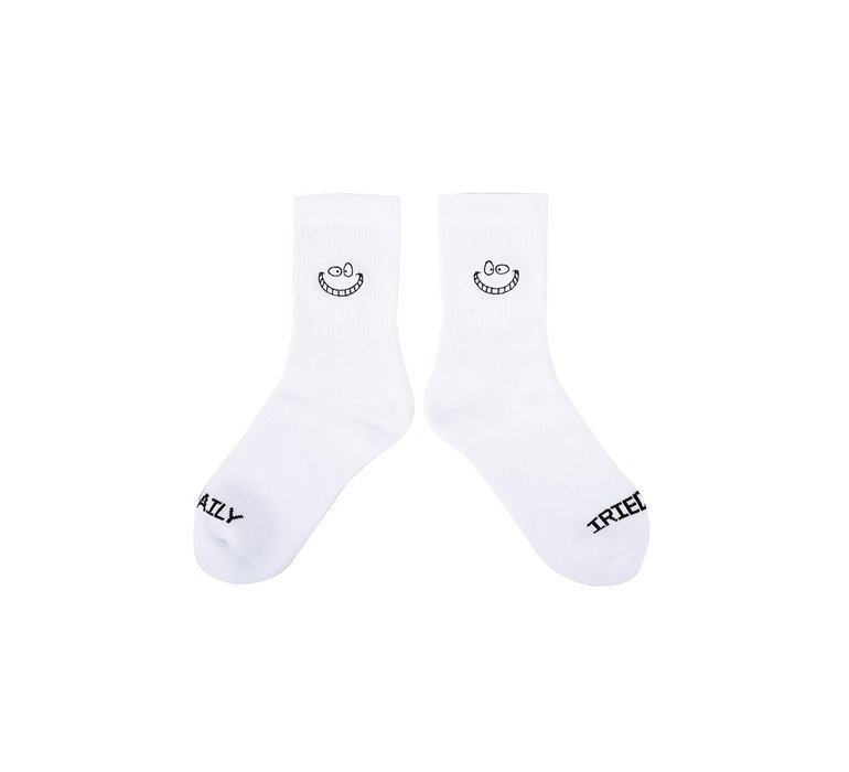 IrieDaily Grin Cat Sock White