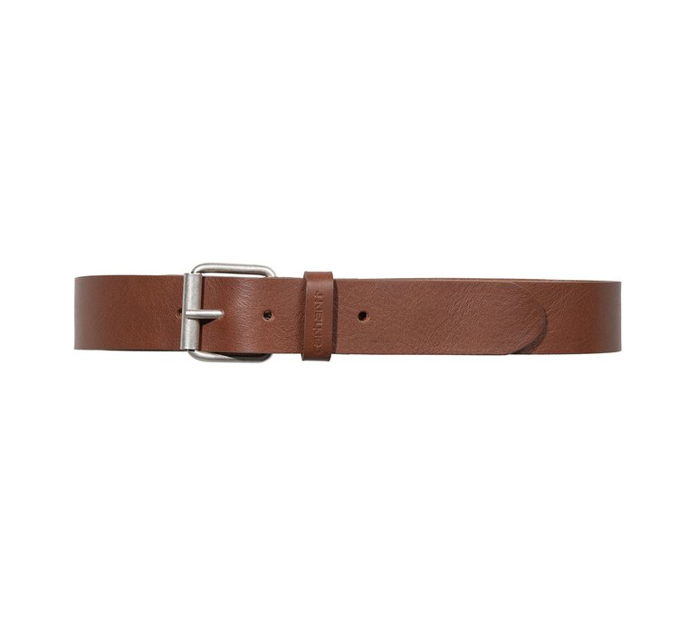 Carhartt WIP Script Belt Leather Cognac Silver