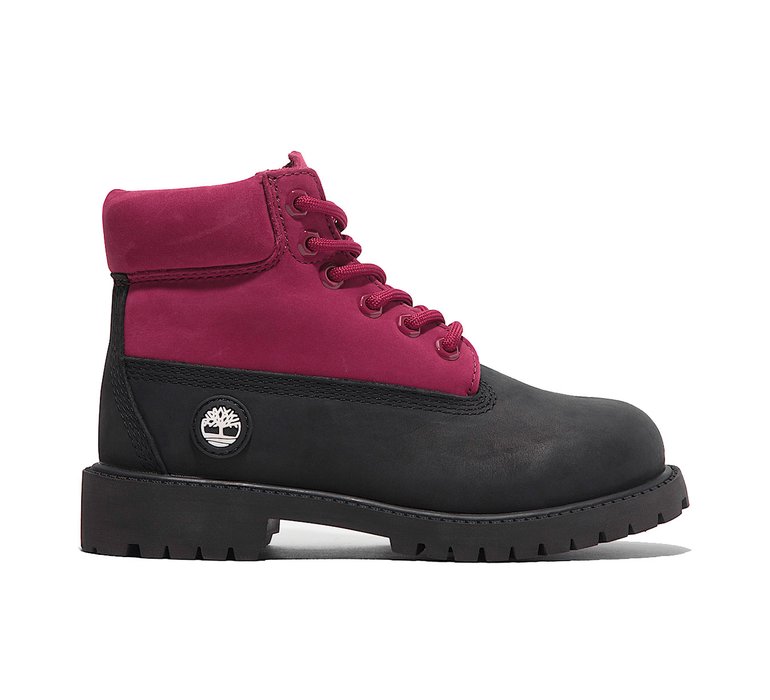 Timberland 6 In Premium WP Boot Junior Black Nubuck Pink